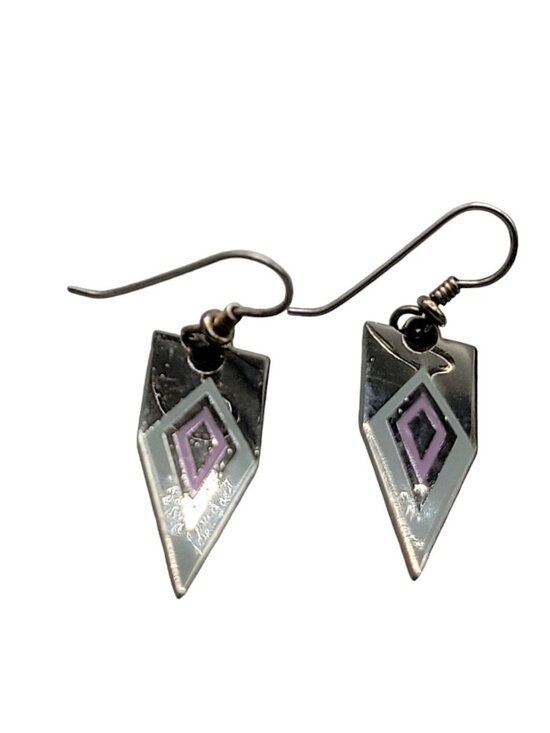 Laurel Burch Jewelry - Laurel Burch Naomi Dangling Hook Earrings Enamel Pointed Earrings Vintage